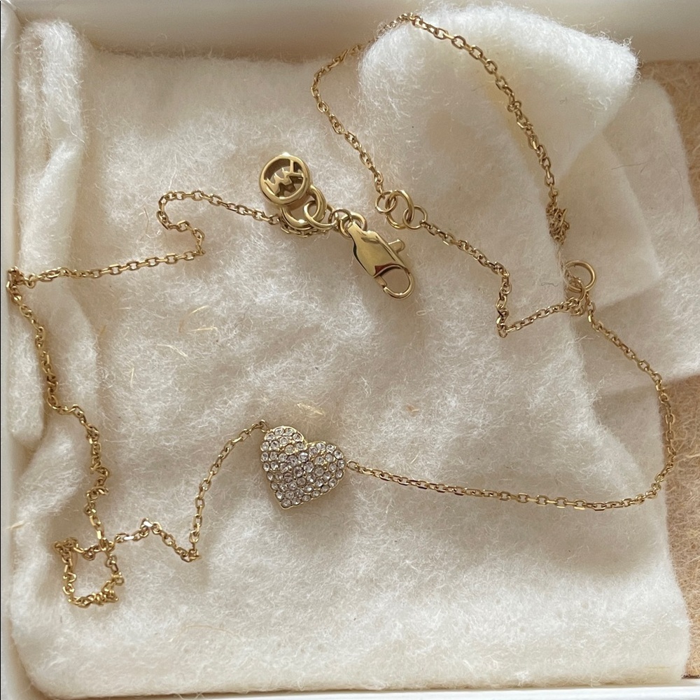 Michael Kors Gold Heart pave Pendant Necklace